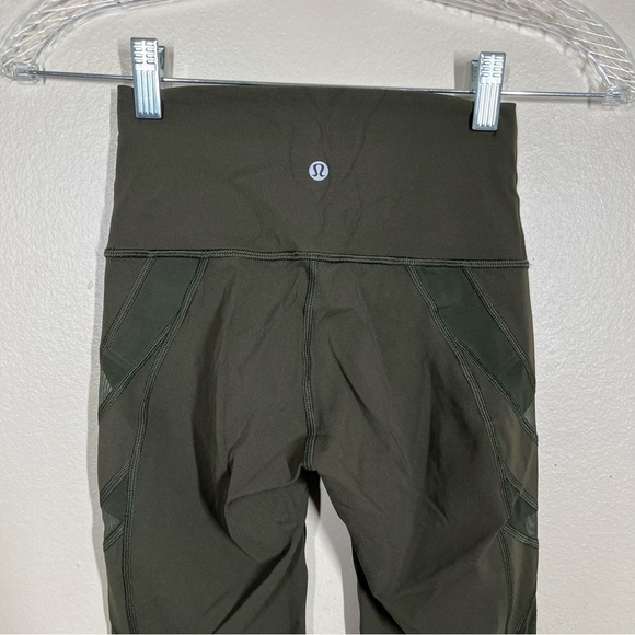 Lululemon Wunder Womens Under High-Rise Crop 21" Mesh Dark Olive Green Size 2 - Picture 5 of 7